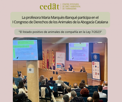 Participación en el I Congreso de Derechos de los Animales de la Abogacía Catalana