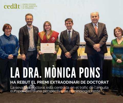 La Dra. Mònica Pons Hernández rep el Premi Extraordinari de Doctorat de la URV