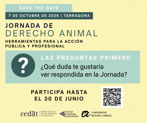 El CEDAT i el TCS organitzen la jornada «Derecho animal: herramientas para la acción pública y profesional»