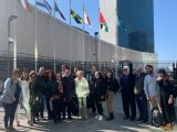 Els representants de les universitats de l'Estat espanyol, amb Susana Borràs, de la URV, i l'ambaixador espanyol a les Nacions Unides.