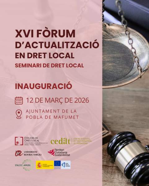 La URV impulsa la XVI edició del Fòrum d’actualització en dret local